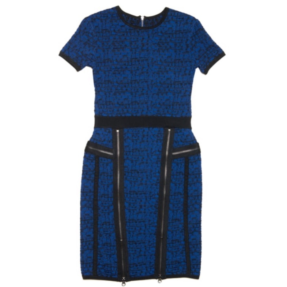Marchesa Voyage Blue Zip Knit Dress